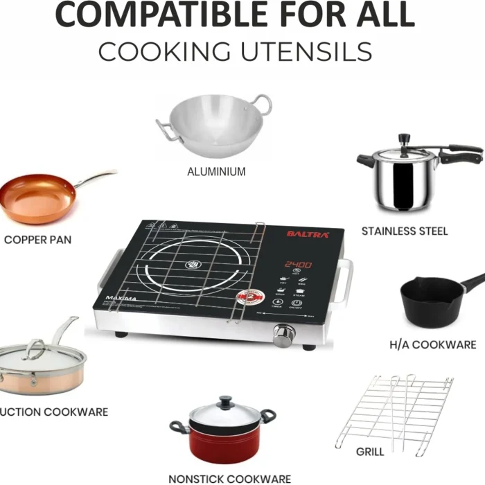 Baltra 2400W Infrared Cooktop with Touch Panel | Silver | Maxima-BIC-164