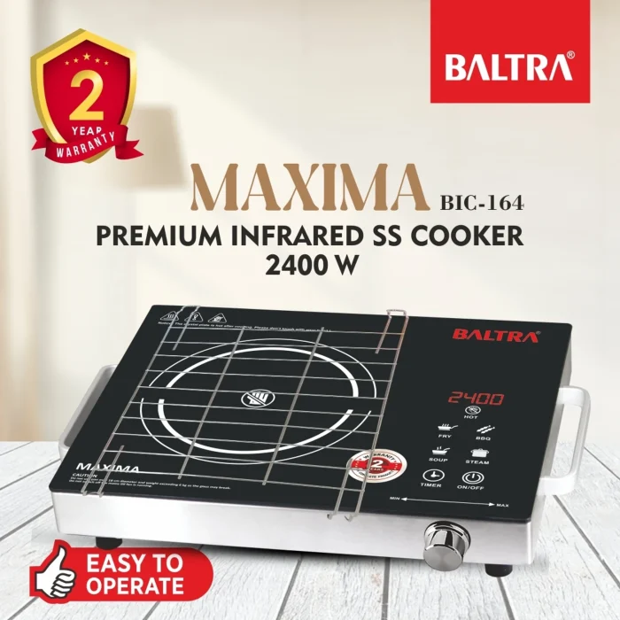 Buy Baltra 2400W Infrared Cooktop Maxima-BIC-164 with touch panel in Silver. Enjoy fast, convenient and efficient cooking with stylish modern design.