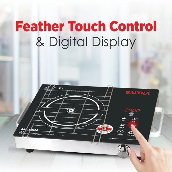 Buy Baltra 2400W Infrared Cooktop Maxima-BIC-164 with touch panel in Silver. Enjoy fast, convenient and efficient cooking with stylish modern design.