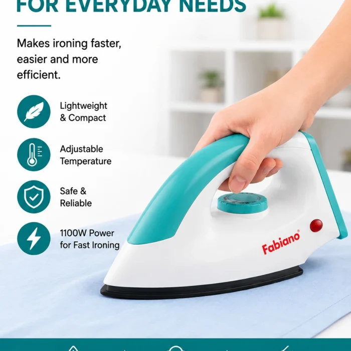 Fabiano Pearl 1000W Dry Iron – White & Blue